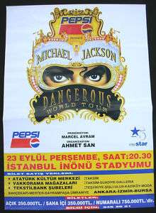 MICHAEL JACKSON Dangerous Tour TURKEY Concert Poster 93  
