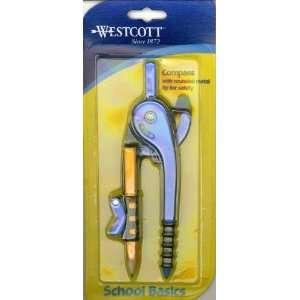  Westcott Plastic Safety Compass With Pencil, Assorted 