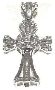 25CT MENS DIAMOND CROSS PENDANT 14K WHITE GOLD  