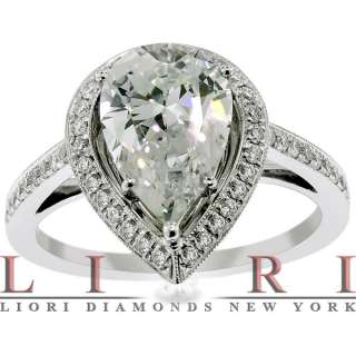   PEAR SHAPE VINTAGE STYLE DIAMOND ENGAGEMENT RING 18K   ER 809  