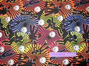 DISCO BALL Dance Starburst Retro 70s Craft Fabric BTFQ  