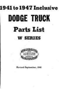 1941 1942 1946 1947 Dodge Truck Factory Parts Manual  