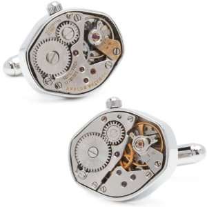  Silver Watch Movement Cufflinks Cuff Links Jewelry
