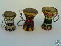 Mini Egyptian Ceramic Drum Key Chain Hand Painted  