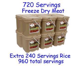 Long term food 720 + 240 servings gourmet freeze dry meat rice MREs 