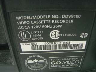 DDV9100 Video Cassette Recorder Go Video Dual Deck VHS VCR W Remote 