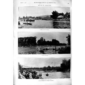  1901 Marlow Regatta Broxbourne Reading Boats Horse Racing 