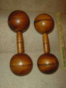 Antique Vintage Wood Dumbbells/Exercise Weights,Beautiful Patina 