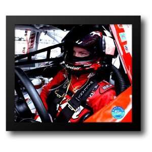  Dale Earnhardt, Jr. with helmet on sitting in car 18x15 