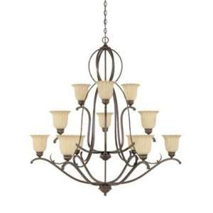 Designers Fountain 826812 FSN Twelve Light Bronze Up Chandelier Forged 