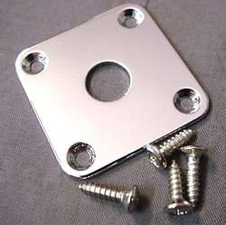 SQUARE JACK PLATE FOR ELECTRIC GUITAR 1 3/8 x 1 3/8 inches CHROME 