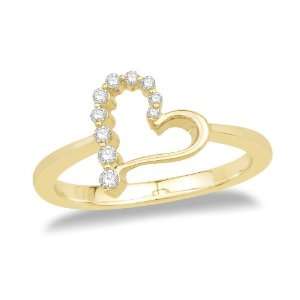 14k Yellow Gold Diamond Heart Ring (1/8 cttw, G H Color, I1 Clarity 