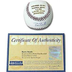 Barry Bonds Autographed Engraved 661st Home Run Baseball