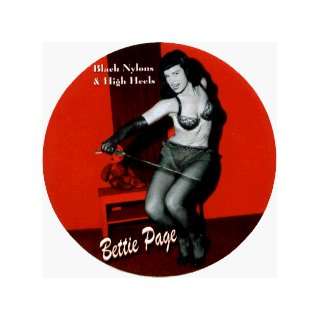 Bettie Page   Black Nylons & High Heels   Round Sticker / Decal (Betty 