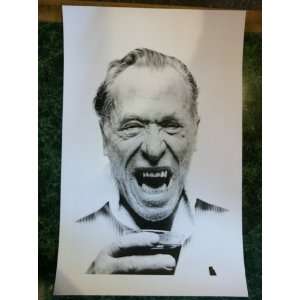 Charles Bukowski Poster Snarling With Wine Glass Charles Bukowski 
