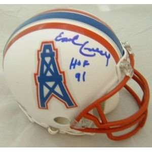 Earl Campbell Autographed/Hand Signed Houston Oilers Mini Helmet w/HOF 