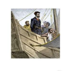 Jacques Cartier Aboard Ship Arriving on the Shore of Canada, c.1534 