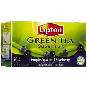 Lipton Green Tea Bags, Superfruit, Purple Acai & Blueberry, 20 ct 
