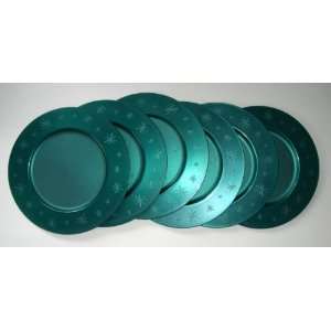   Holiday Let it Snow Snowflake Plates Set of 6 (Jade Green Jewel Tone