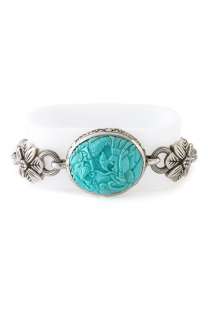 Stephen Dweck Resort Collection Carved Turquoise Oval Bracelet 