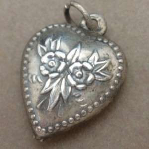 Puffy Heart Charm Vintage Sterling Silver Edna  