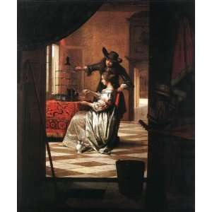 Hand Made Oil Reproduction   Pieter de Hooch   32 x 38 inches   Couple 