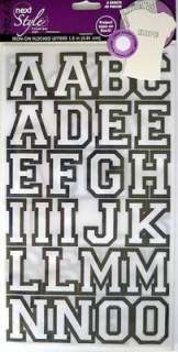 Iron On Fabric Transfers 1.5 Flocked Letters   White/Black  