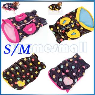 Pet Dog Colorful Dots Dotted Vest Puff Jacket Coat Apparel Clothing S 