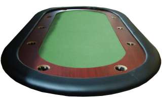 Green Felt Poker Table w/ Dark Wooden Race Track 84x42  
