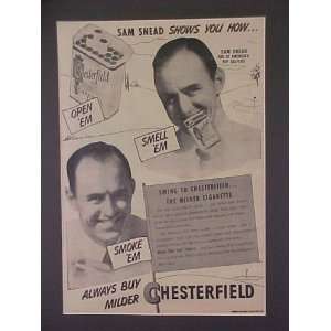 Sam Snead One Of Americas Top Golfers 1950 Chesterfield Cigarette 14 