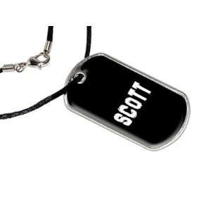  Scott   Name Military Dog Tag Black Satin Cord Necklace 