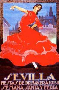 FLAMENCO DANCER, RED DRESS, SEVILLE FESTIVAL 1924, MAGNET  