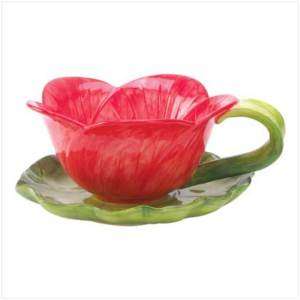 Red Rose shaped Flower Plant TEACUP Tea cup Planter Pot  