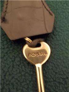 Fossil replacement key with black leather cover purse charm  