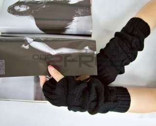  Fashion Arm Warmer Wool Long Fingerless Leisure Gloves Mittens  