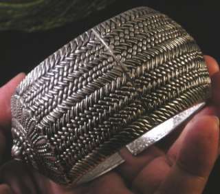 Turkish Style Silver Pewter Hinged Bangle Bracelet  