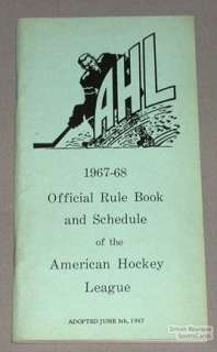 Orig.67 68 American Hockey League Schedule & Rules Book  