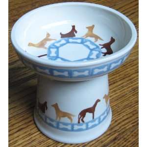  Polish Pottery Raised Small Dog Canine Dry Food Dish or Water Bowl 