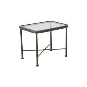   20.5 x 28 Rectangular Tempered Glass End Table Aged Spruce Finish