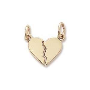   Charms 2 Piece Heart Charm, 14K Yellow Gold, Engravable Jewelry