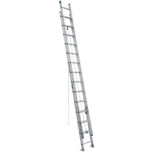   250 Pound Duty Rating Aluminum Flat D Rung Extension Ladder, 28 Foot