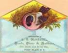 Die Cut Victorian Trade Card L E Glaessel Shoes​ Fort Plain, NY Bird 