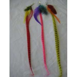 Feather Hair Extension Clip Ins 3 Set Different Color (Yellow/Orange 