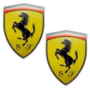  2 X Ferrari Real Aluminum Rare Car Logo Badge Emblems 