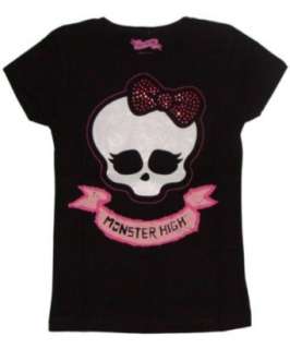  Monster High Skull with Pink Rhinestones Girls T shirt 