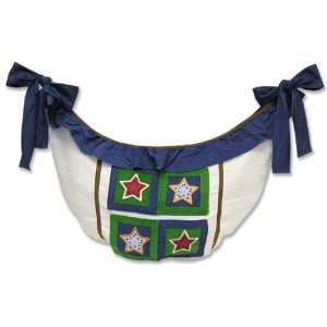 Football   Toy Bag  Natural Waffle Pique W/Boxed Star Appliques, Denim 