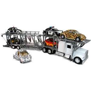  Diecast Freightliner Auto Carrier with Set of 6 Cars 5 