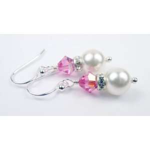   Crystal and Freshwater Pearl Earrings   1 Inch Damali Jewelry