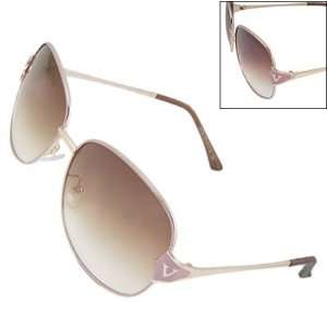   Metal Slim Arms Pink Full Rim Brown Oversized Lens Sunglasses for Lady