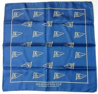 AUTHENTIC LOUIS VUITTON LV CUP 100% SILK SCARF 16.5 BLUE MADE IN 